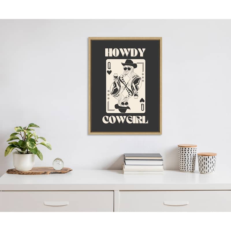 Kate and Laurel Sylvie Howdy Cowgirl Queen Framed Canvas by Honey Island Studio