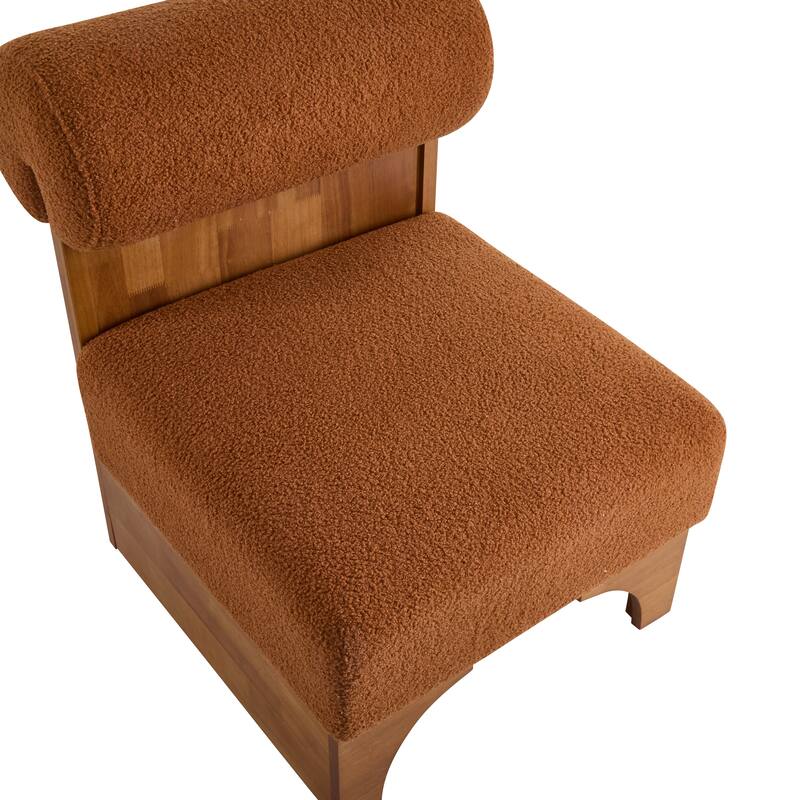 Modern Boucle Lounge Chair with Solid Wood Frame and Rolled Backrest, Soft and Durable Boucle Upholstery