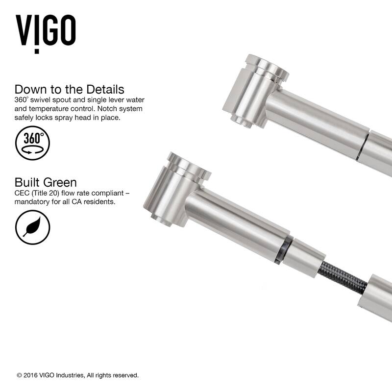 VIGO Branson 9" H Single Handle Pull-Out Sprayer Kitchen Faucet