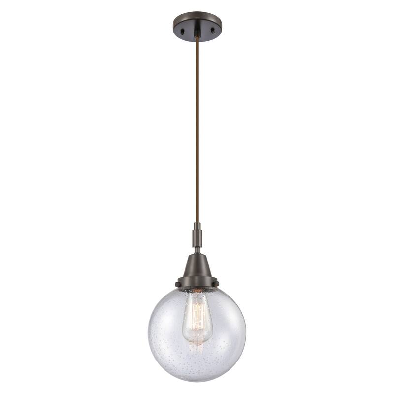 Innovations Lighting Downtown Urban - Caden Beacon - 1 Light 8" Cord Hung Mini Pendant - Oil Rubbed Bronze/Seedy Shade