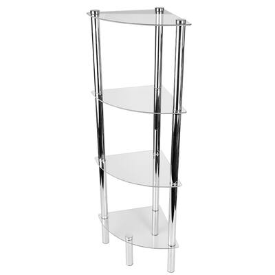 Home Basics Clear 4-Tier Multi Use Arc Glass Corner Shelf - 42.25 x 11.75 x 16.50