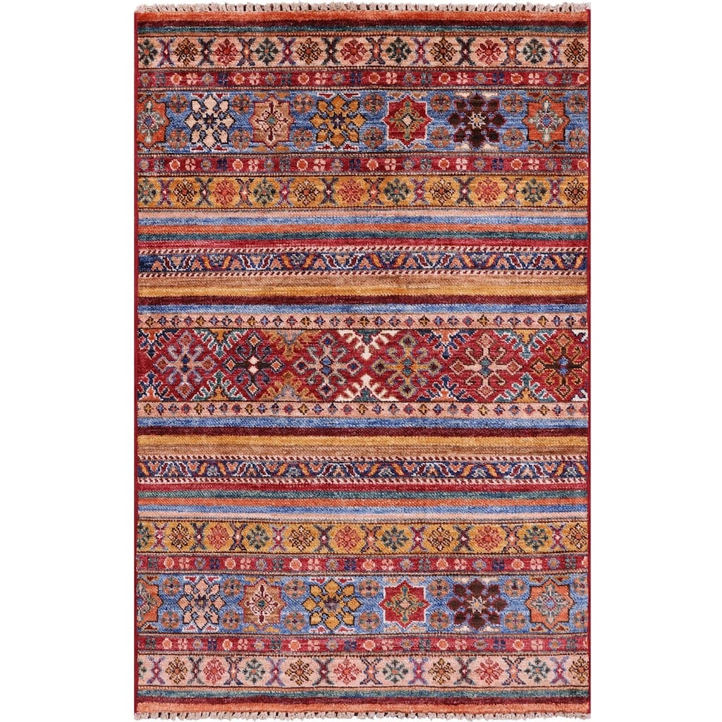 Golden Nile Khorjin Persian Gabbeh Hand Knotted Wool Rug - 2' 8" X 4' 2"