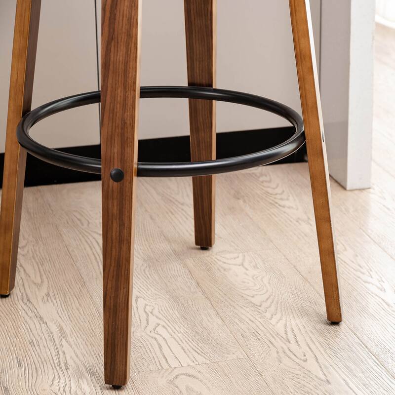 Glitzhome Modern 3-Piece Wooden Swivel Bar Stools & Height Adjustable Pub Table Set