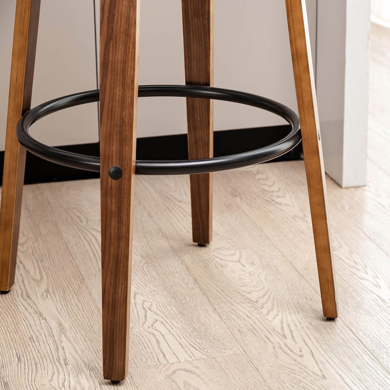 Glitzhome Small Space Set of 3 Swivel High Bar Stool Kitchen Chairs & Square Wood Top Pub Table
