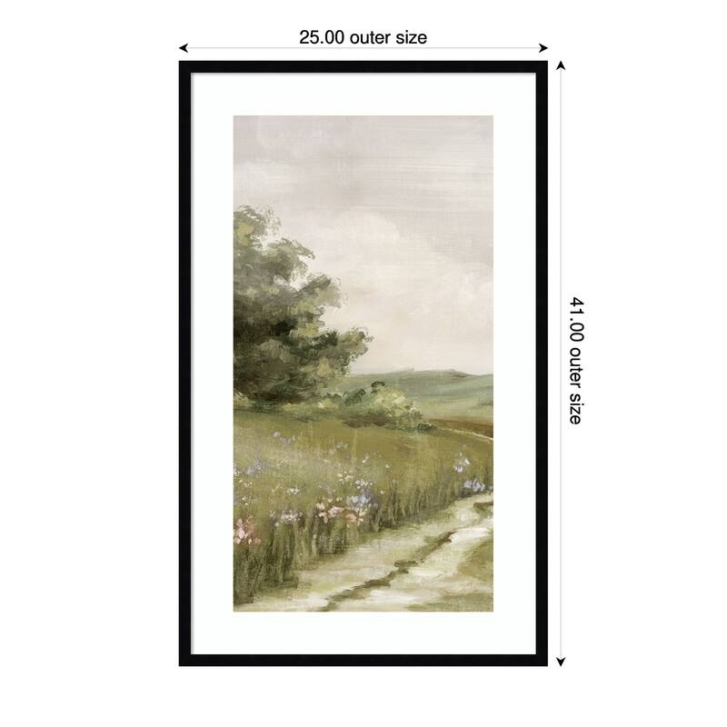 Path Through Tranquil Fields No. 1 by Luna Mavis Wood Framed Wall Art Print
