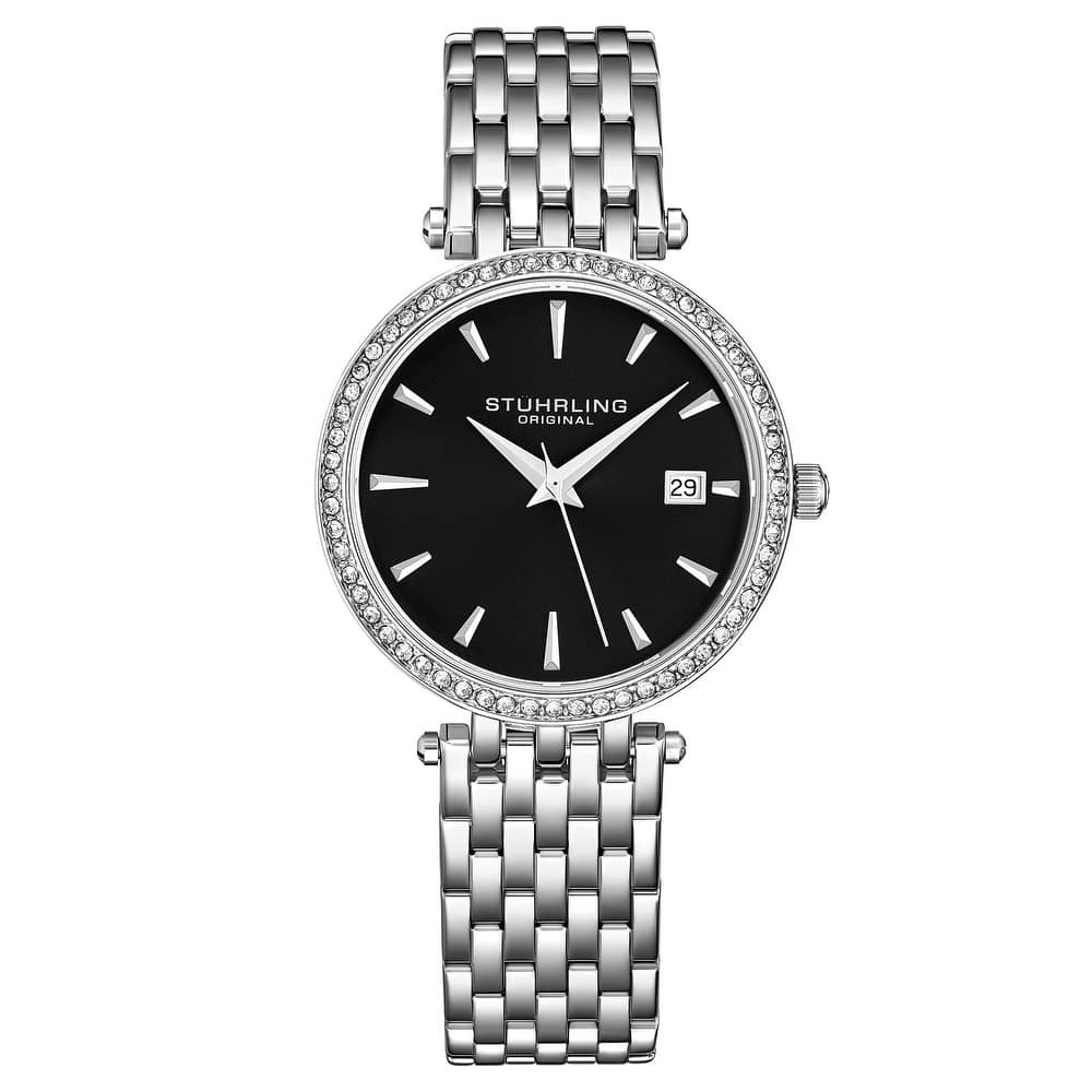 Stuhrling Original Symphony 3929 Women's Quartz Crystal Studded Watch with Stainless Steel Bracelet