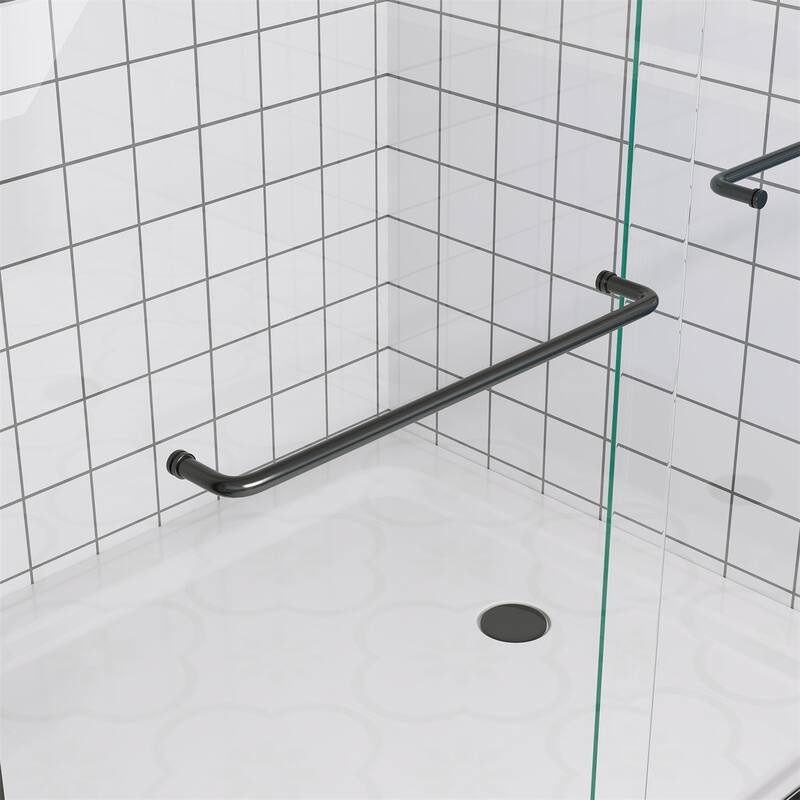 Half Frameless Double Sliding Glass Shower Door, 1/4 inch Tempered Glass