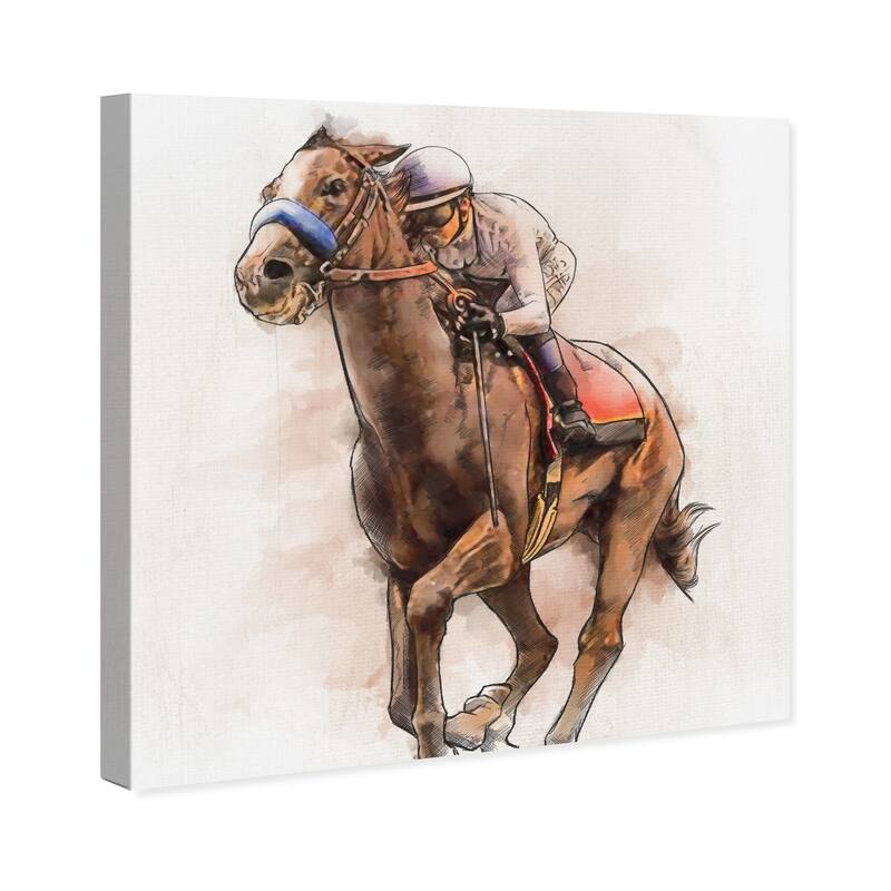 Wynwood Studio Canvas Animals Horseback Riding Brown and Cream White Farmhouse Wall Art Canvas Print