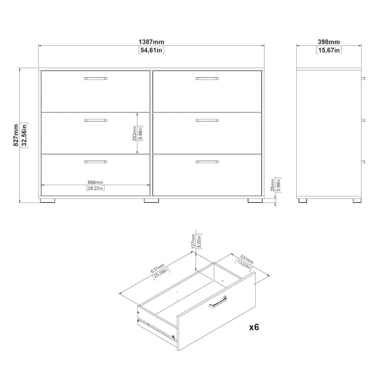 Porch & Den Sofia 6 Drawer Double Dresser, Jackson Hickory