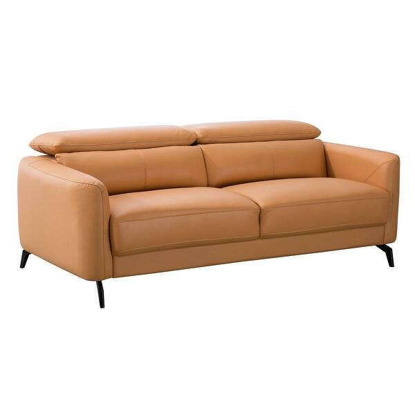 Contemporary Leather Upholstered Sofa With Metal Legs Yellow Overstock 31847118