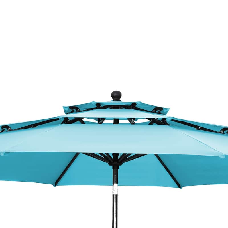 Zenova 10ft 3 Tier Outdoor Patio Umbrella with LED Lights