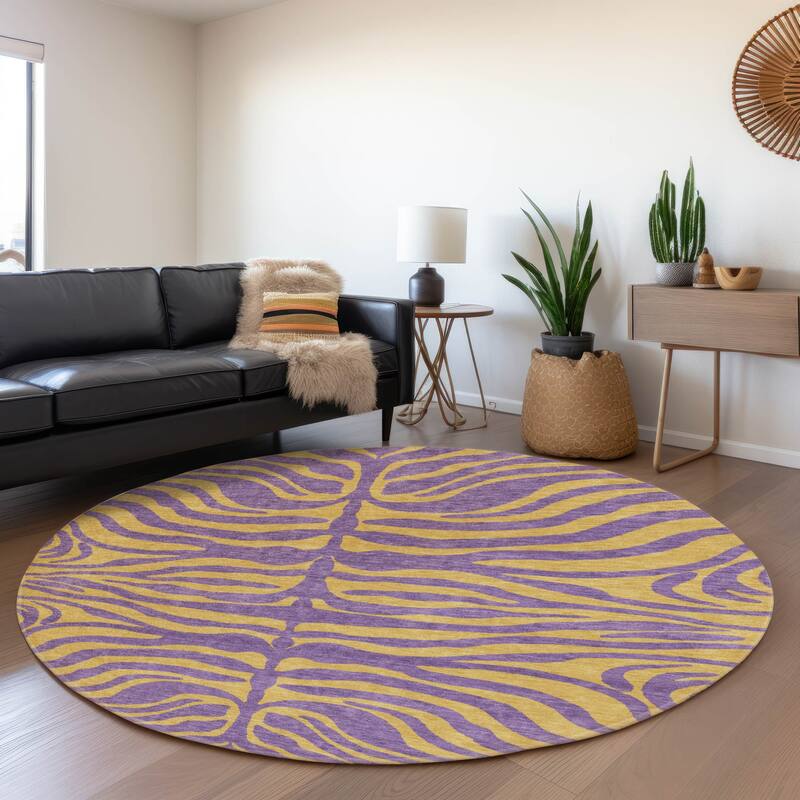 Premium Washable Super Soft Modern Zebra Print Mayfield Rug - Purple - 8' x 8'