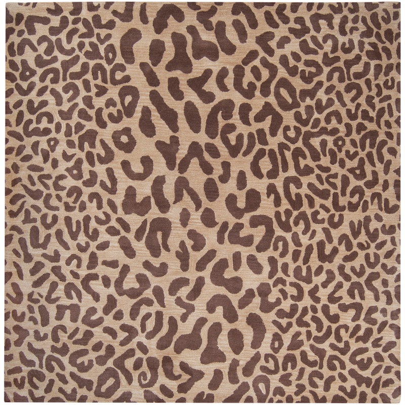 Hand-tufted Jungle Animal Print Square Wool Area Rug