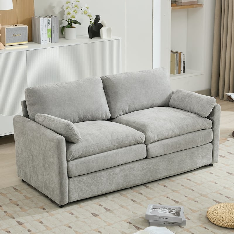 Roomfitters Cozy Oversized Upholstered Loveseat Cloud Sofa with Plush Double Cushion for Living Room, Light Grey - Light Grey