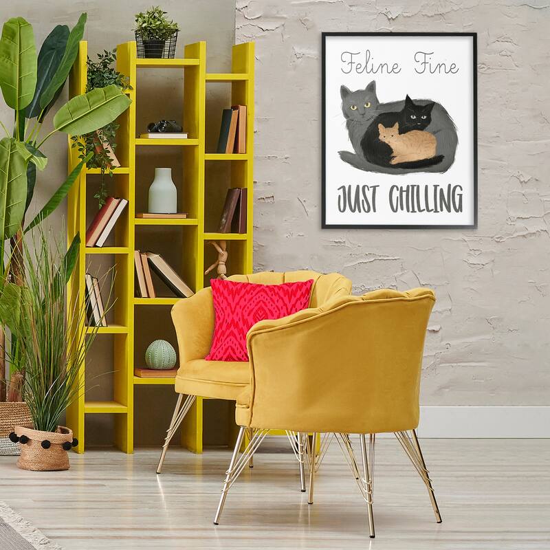 Stupell Feline Fine Just Chilling Framed Giclee Art Design By Ziwei Li