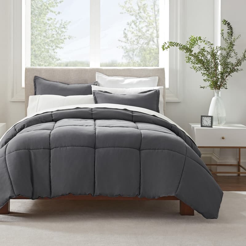 Serta Simply Clean Antimicrobial Comforter Set - Full - Queen - Grey