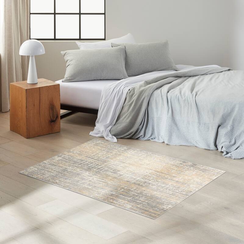 Calvin Klein Enchanting Indoor Contemporary Abstract Area Rug - 3'2" x 5' - Grey/Beige - Rectangle