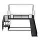 preview thumbnail 18 of 24, House-Design Twin over Twin Metal Bunk Bed with Slide and Staircase,Modern Style