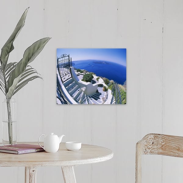 Shop High Angle View Of Steps Santorini Greece Canvas Wall Art Overstock 16879589
