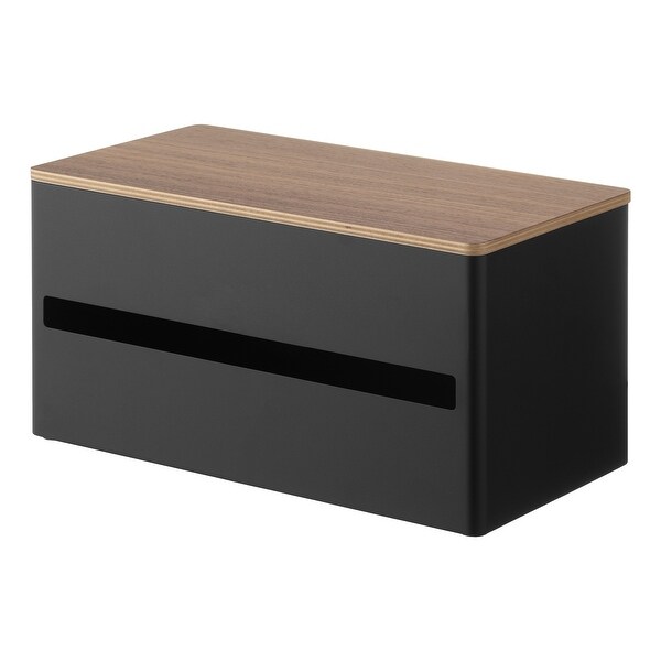 Yamazaki Home Paper Towel Dispenser, Steel and Wood, Lid - L 6.38