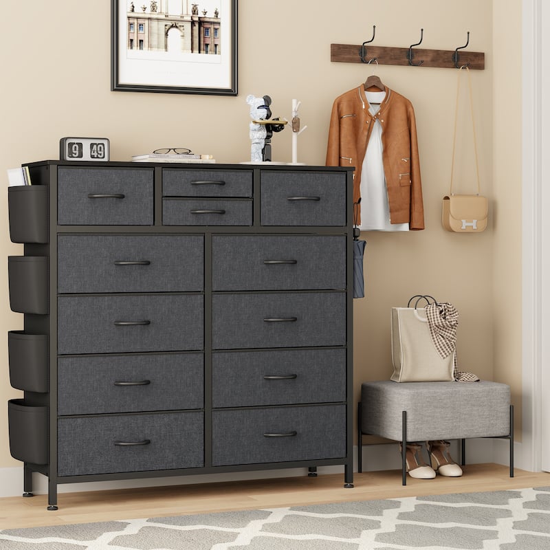 12 Drawer Dresser Fabric Tall Dressers for Bedroom Chest of Drawers