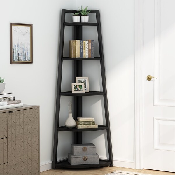 Tribesigns 70 Inch 5 tier Tall Corner Shelf Corner Bookcase Bed
