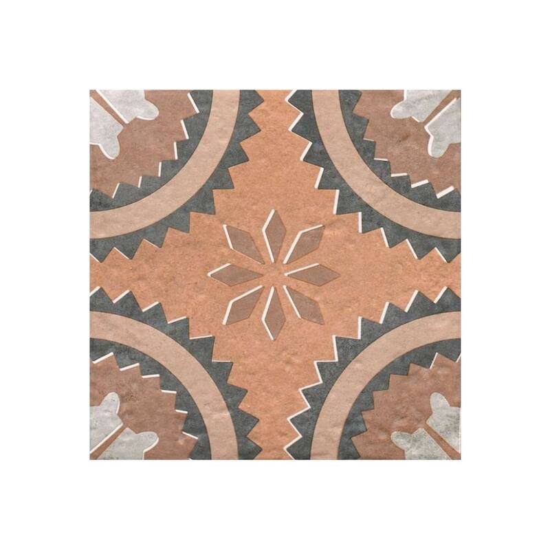 Verity Poppy 8x8 Matte Porcelain Encaustic Tile - Floor, Wall, Backsplash