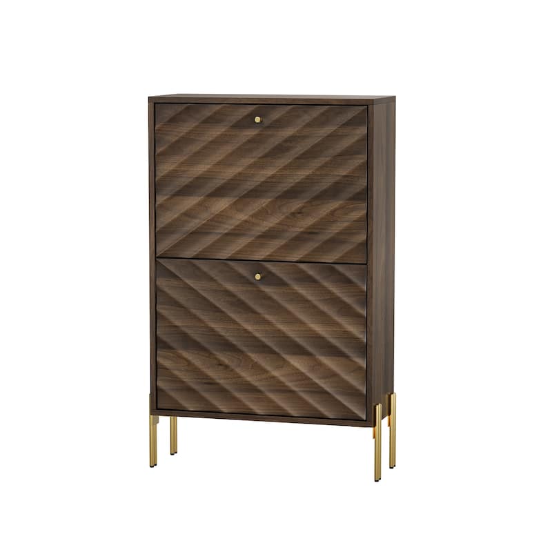 Mid-Century Modern Shoe Cabinet with Metal Legs
