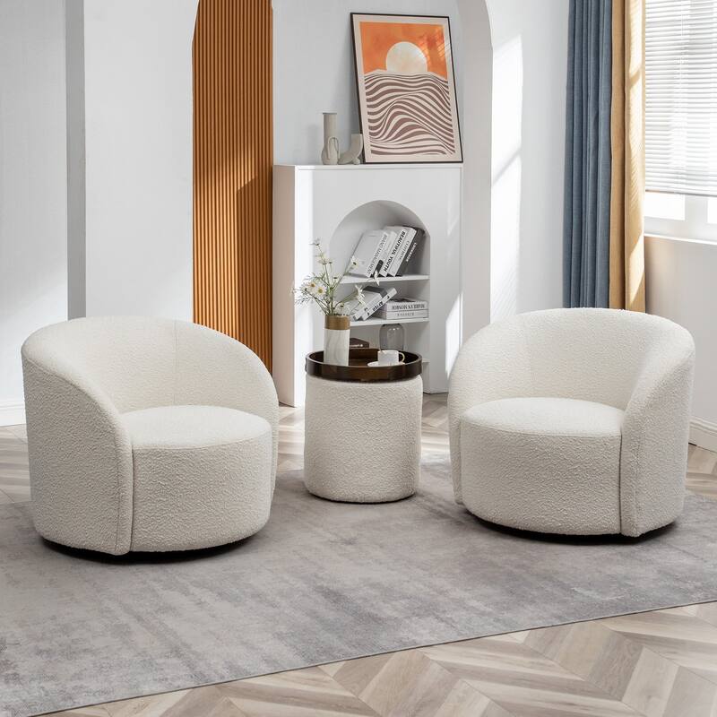 KINWELL 34" Wide Upholstered Swivel Accent Barrel Chair (Set of 2)