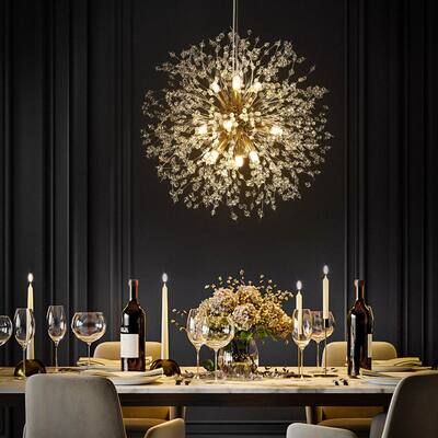 9 - Light Modern Glam Firework Sputnik Starburst Sphere Pendant with Crystal Beaded
