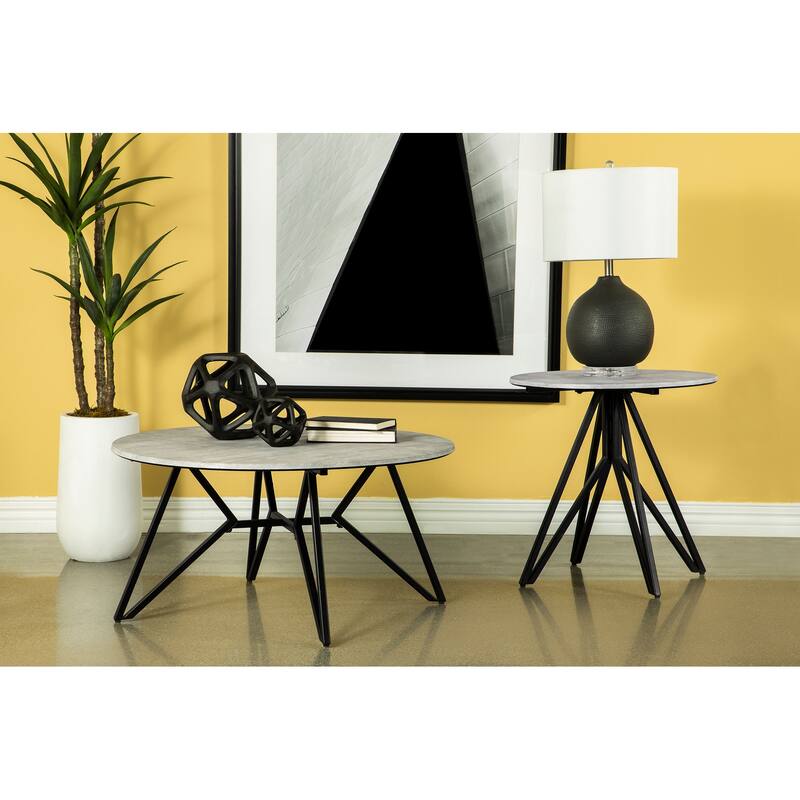 Garfield Cement 2-piece Round SmartTop Coffee and End Table Set