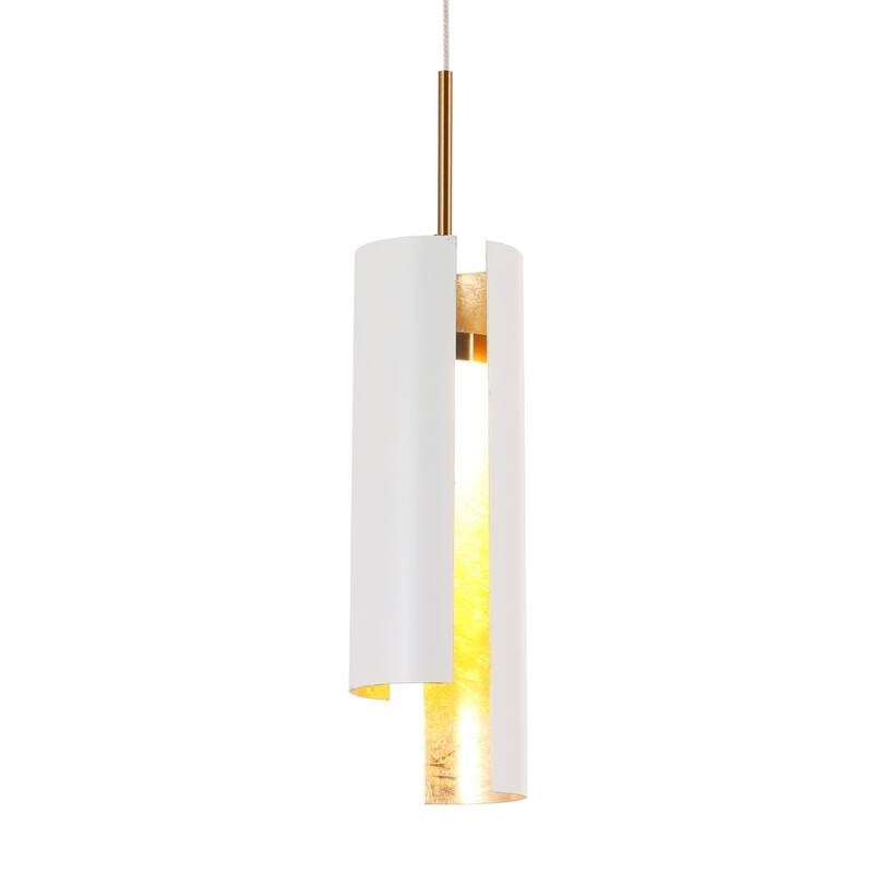 1-Light Modern LED White Cylinder Kitchen Island Pendant Lights for Dining Room - 3.1 x 3.1 x 14.5