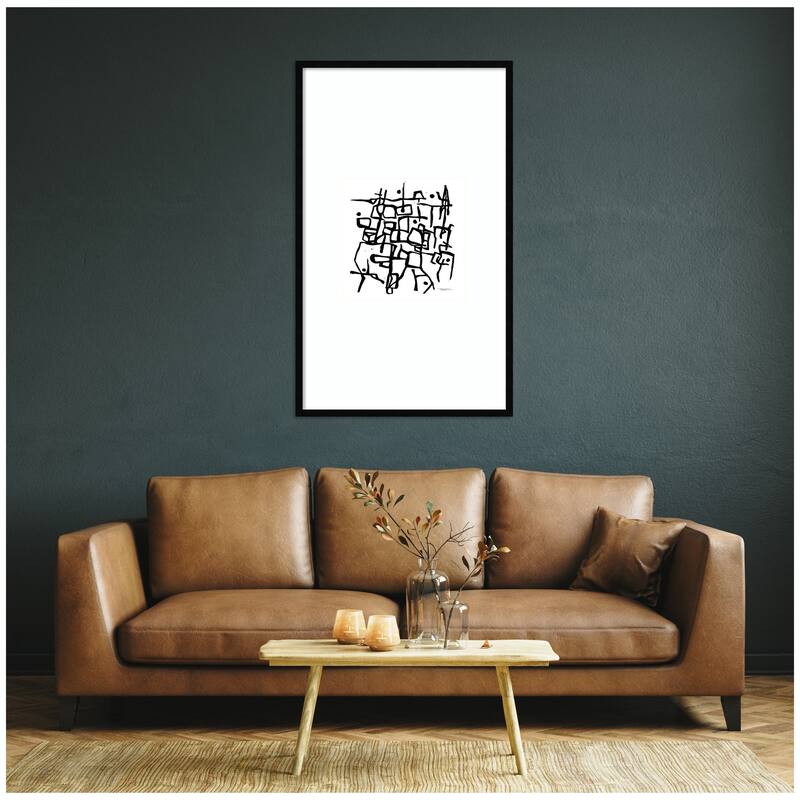 Kate and Laurel Organic Lines BW Grayscale by Statement Goods Framed Wall Art Print