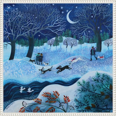 Joyful Dogs 2023 by Lisa Graa Jensen (22 x 22 in.), Framed Canvas Wall Art Print - Sylvie Beaded White