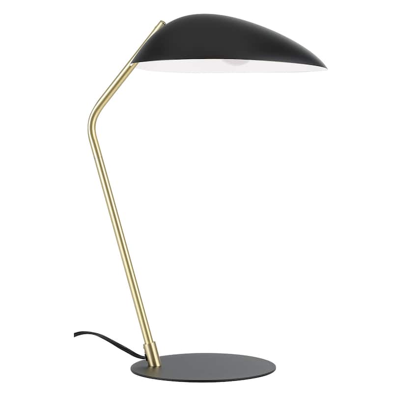 Lindmoor - 1-Light Table Lamp Black Finish - Brushed Brass Accents - White