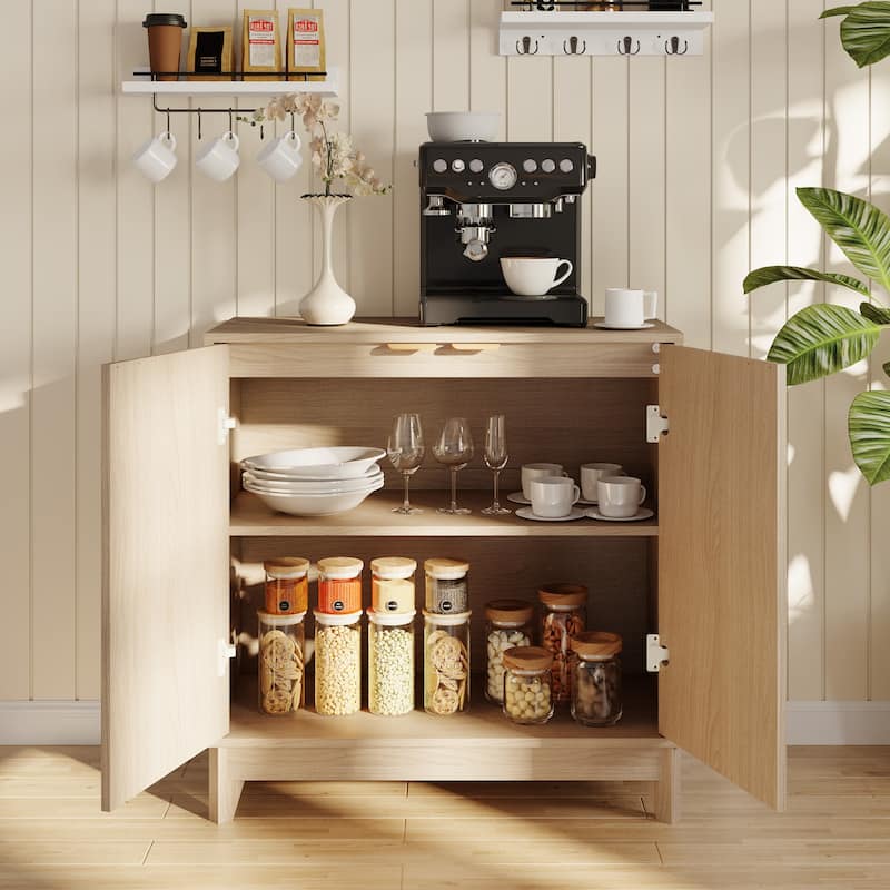 EROMMY Fluted Storage Cabinet with Double Doors & Adjustable Shelves - Modern 31"/55" Accent Buffet Cabinet for Kitchen,Room