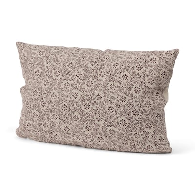 Jayne Beige w/ Merlot Print Linen Lumbar Decorative Pillow Cover