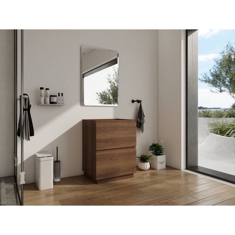 GDFStudio - Geneva Modern Wall-Mounted Bathroom Vanity Set with 2 Soft Close Drawers, Sink NOT INCLUDED