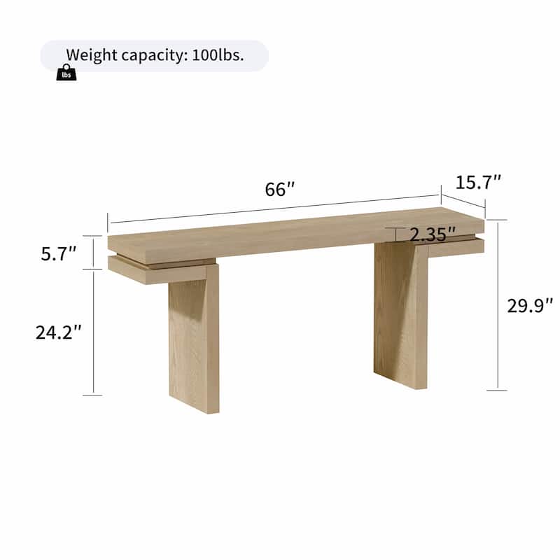 66in Extra Wide Real Wood Veneered Console Table