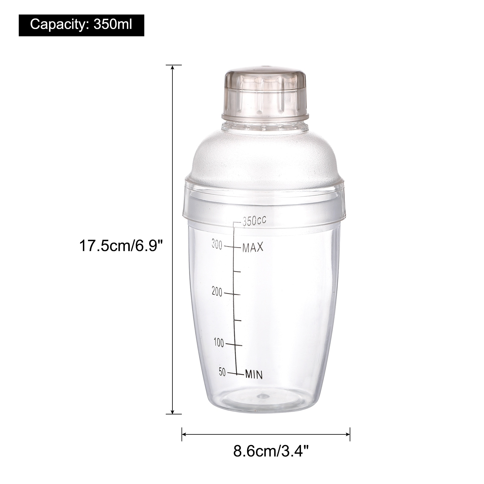 350ml Plastic Cocktail Shaker Cup Scale Wine Beverage Mixer Drink