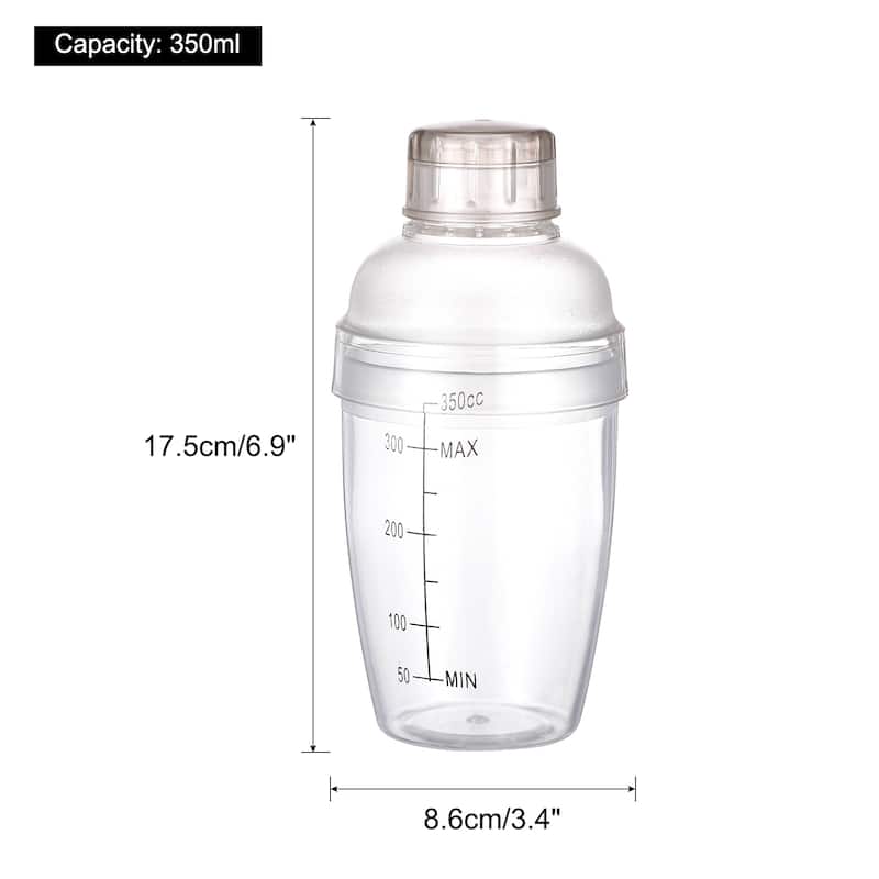 350ml Plastic Cocktail Shaker Cup Scale Wine Beverage Mixer Drink Tools - Transparent - 1 Piece