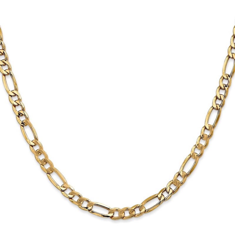 Curata 14k Yellow Gold 5.75mm Semi Solid Figaro Chain Bracelet Options: 7" 8"