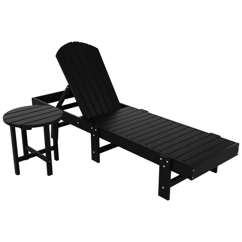 Polytrends Altura Poly Eco-Friendly All Weather Reclining Chaise Lounge with Arms & Side Table (2 Piece Set)