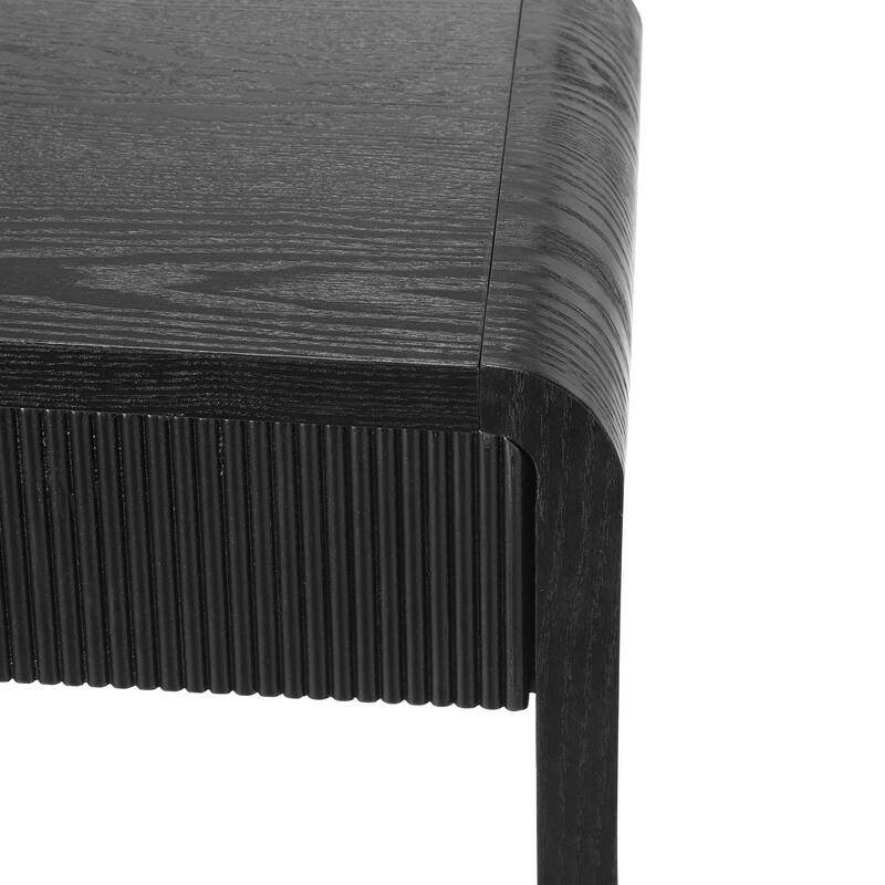 Modern 3-Drawer Console Table with Vertical Slats and Rounded Edges