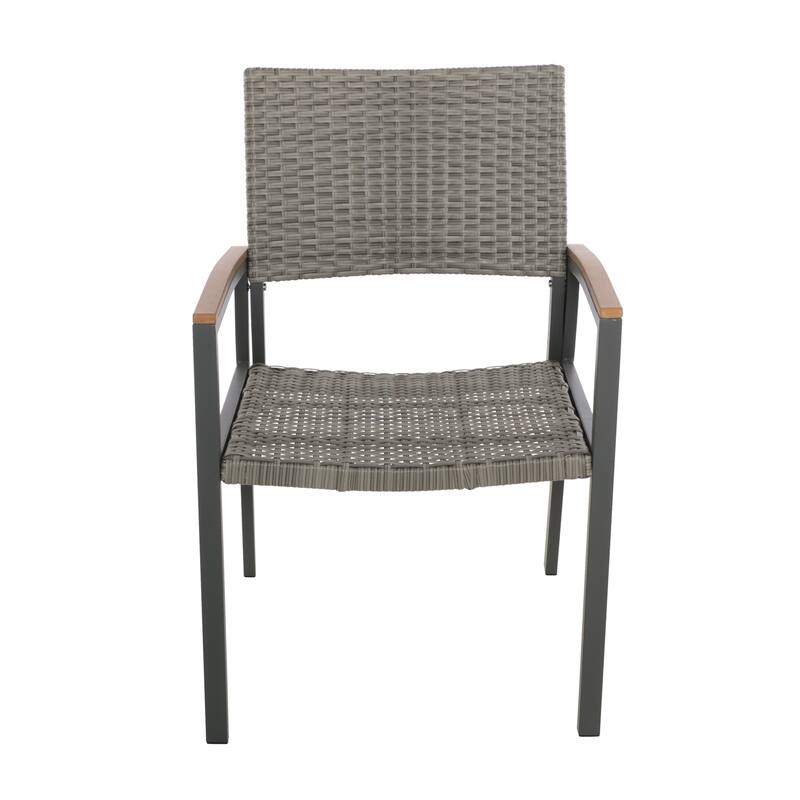 Luton Aluminum Outdoor Dining Chairs with Faux Wood Accents by Christopher Knight Home