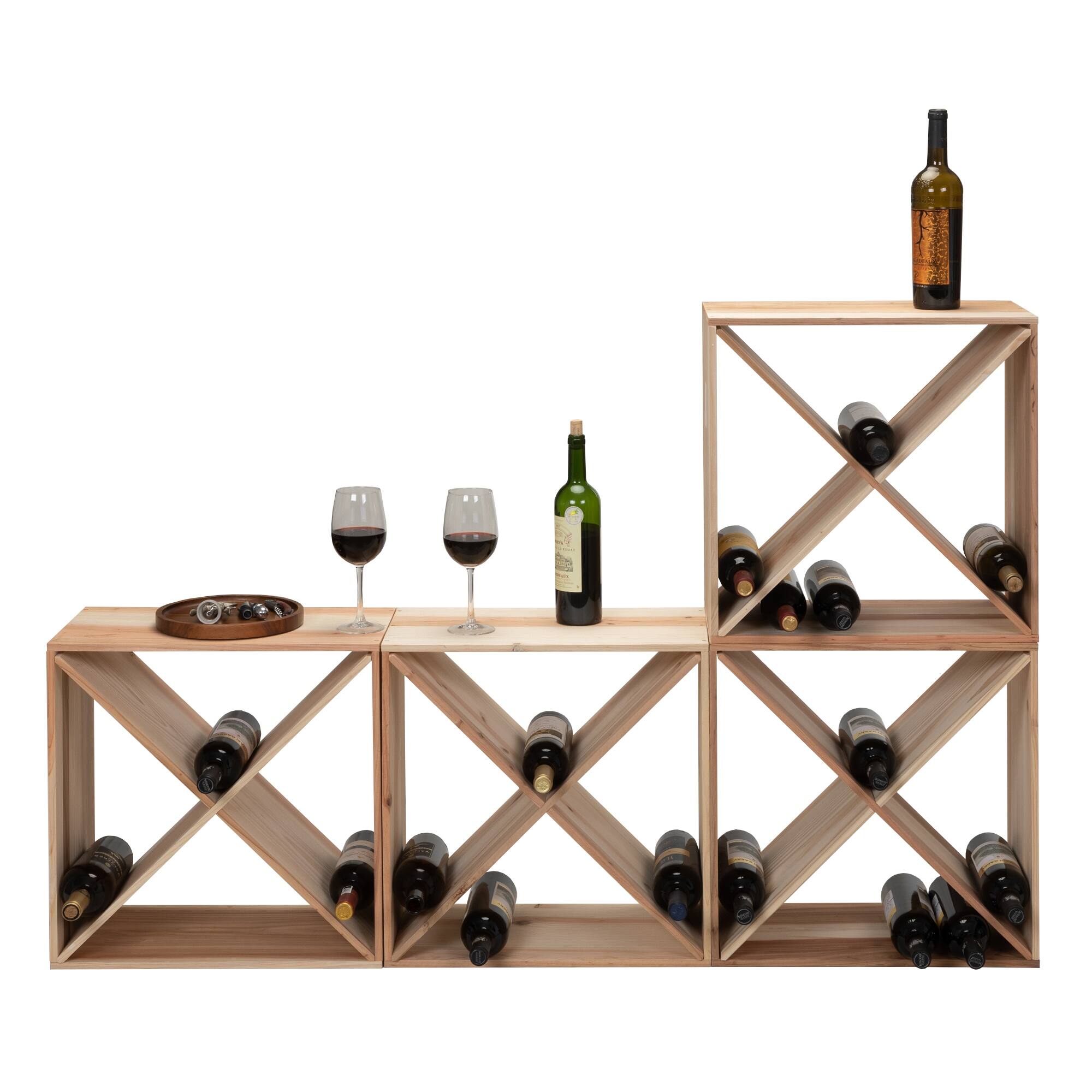 24 Bottle Modular Wine Rack, Stackable Wine Storage Cube,4 sets Bed