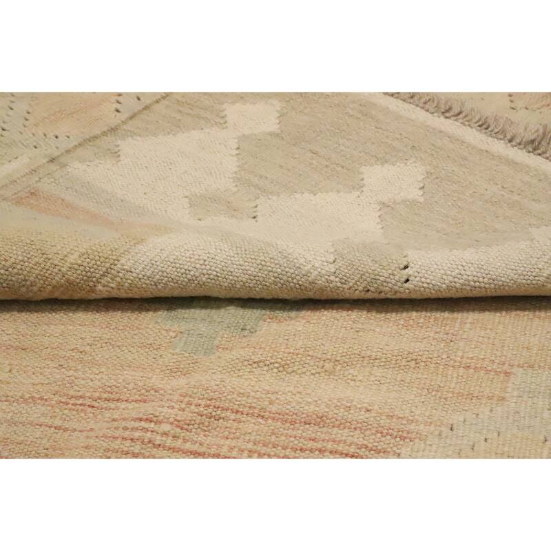 Hand Woven Oriental 100% Wool Carpet Southwestern Tribal Oranges & Rust Kilim Area Rug - 13' 2'' X 9' 4''