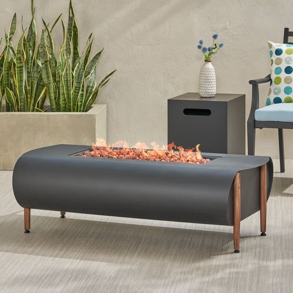 slide 1 of 11, Vernon Outdoor Outdoor 50000 BTU Rectangular Fire Pit with Tank Holder by Christopher Knight Home