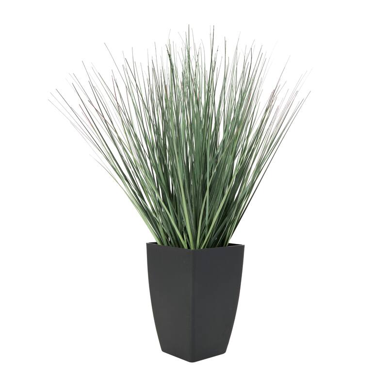 Green Faux Foliage Onion Grass Artificial Plant with Black or White Plastic Pot Options