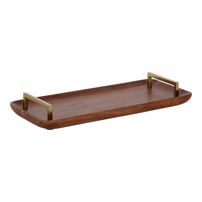 Kate and Laurel Cantwell Wood Decorative Tray - 18x8 - 18x8 - Walnut Brown